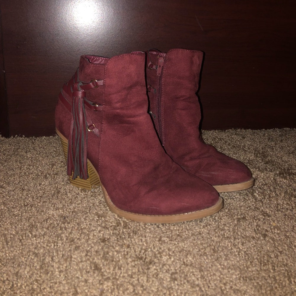 Burgundy booties